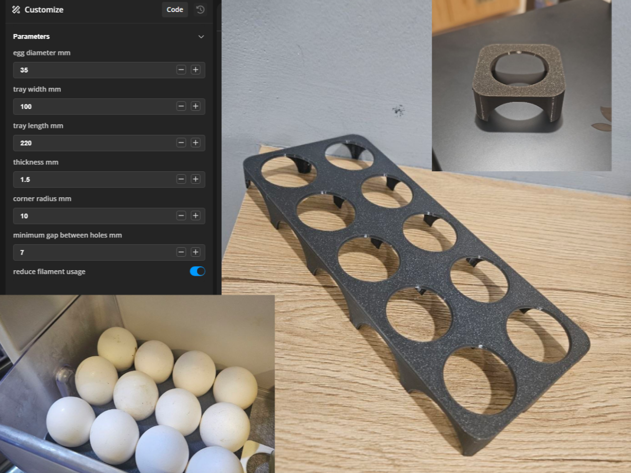 Fully Customizable Egg Tray For Fridge Parametric 