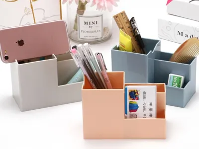 Cute creative minimalist multi-functional pen holder, desktop organizer and phone stand for students and office