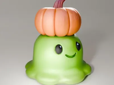 Cute Slime with Pumpkin 