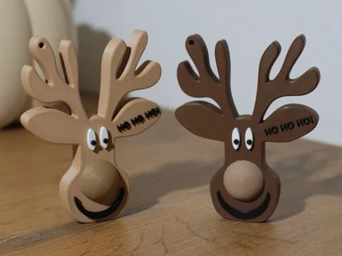 Estante o repisa: Cute Christmas Reindeer | Large Fuzzy Skin Nose — referencia de MakerWorld