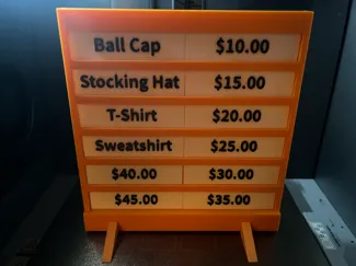 Pricing display