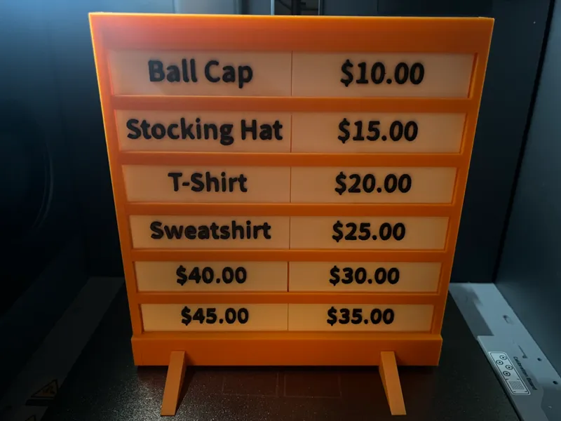 Pricing display