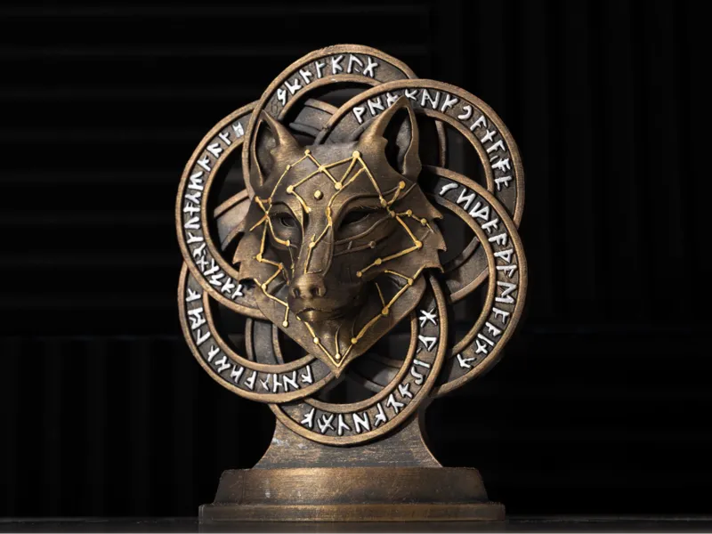 Skoll – Norse Wolf Star Rune Sculpture