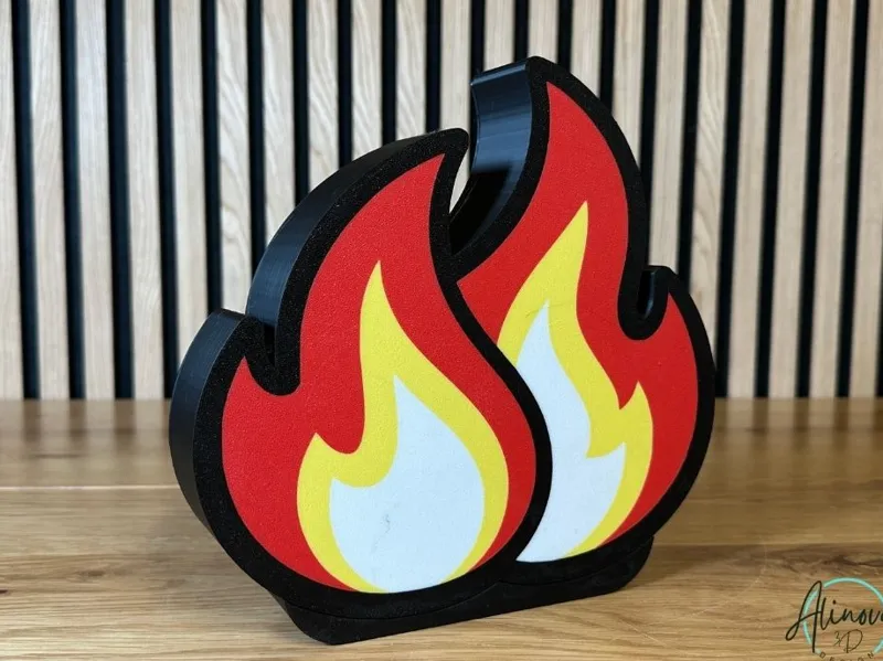 Flame Lightbox – Layered Wall / Desk Light (STL)