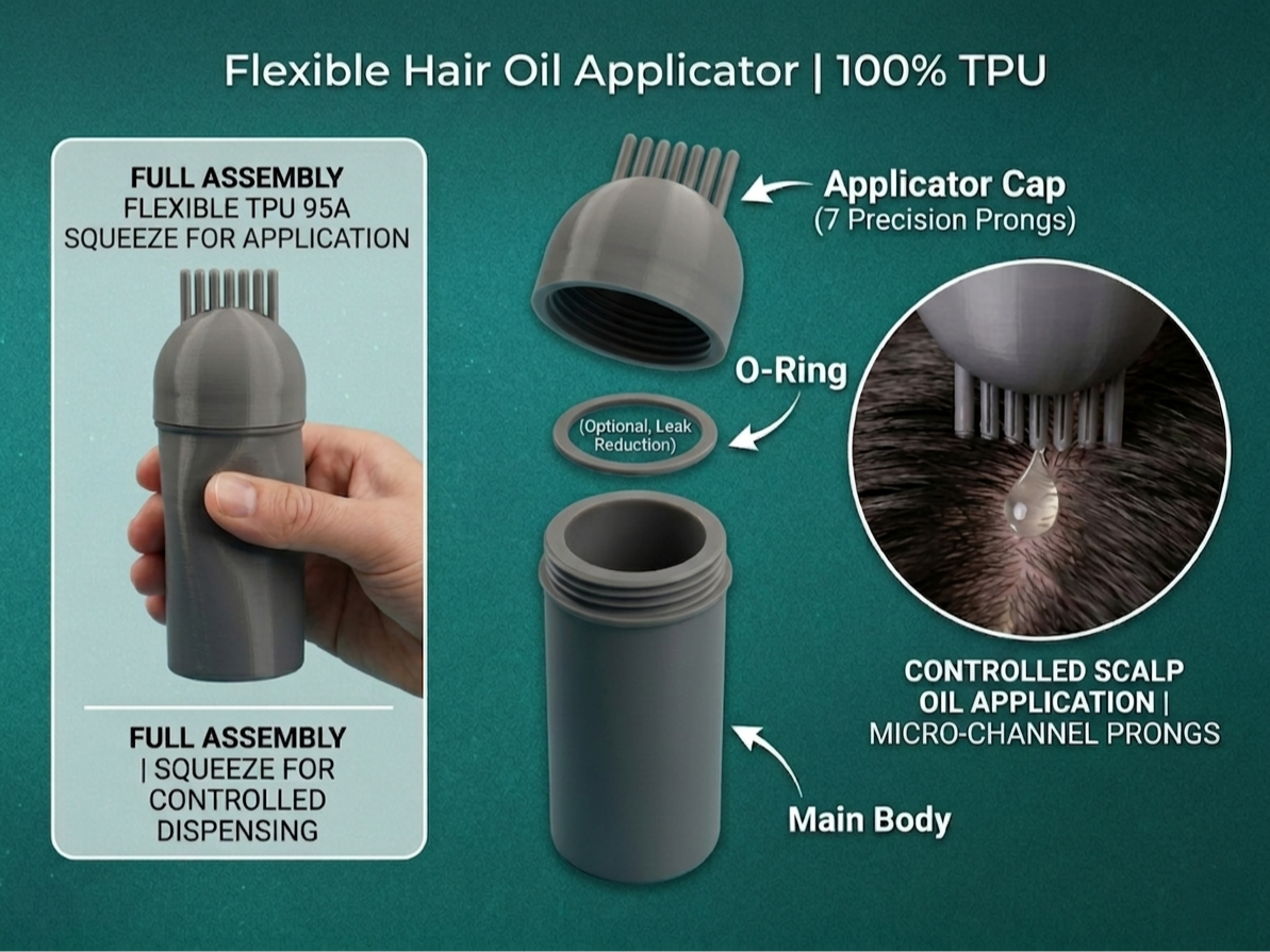 TPU Hair Oil Applicator Bottle –Flexible 3D Design