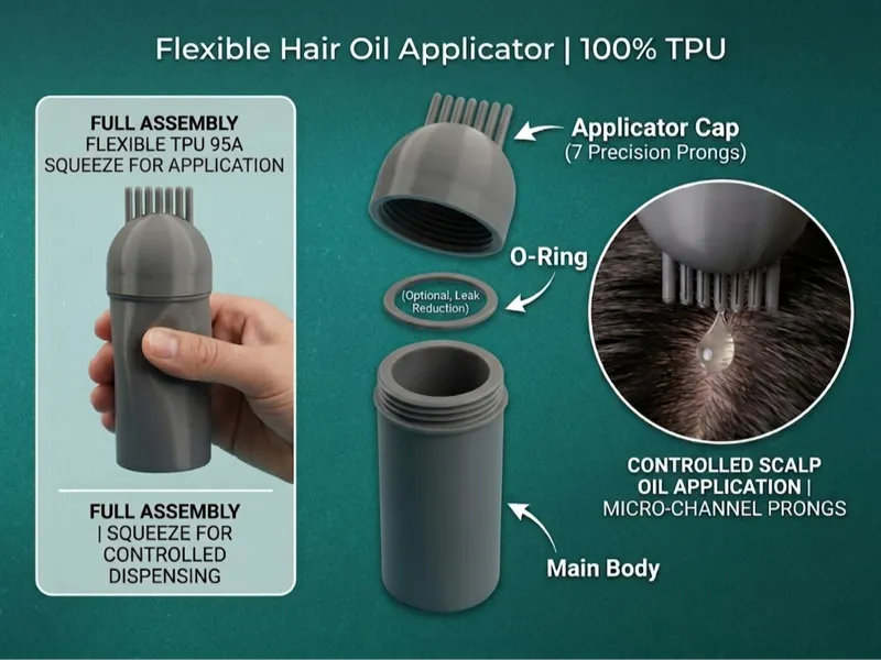 TPU Hair Oil Applicator Bottle –Flexible 3D Design