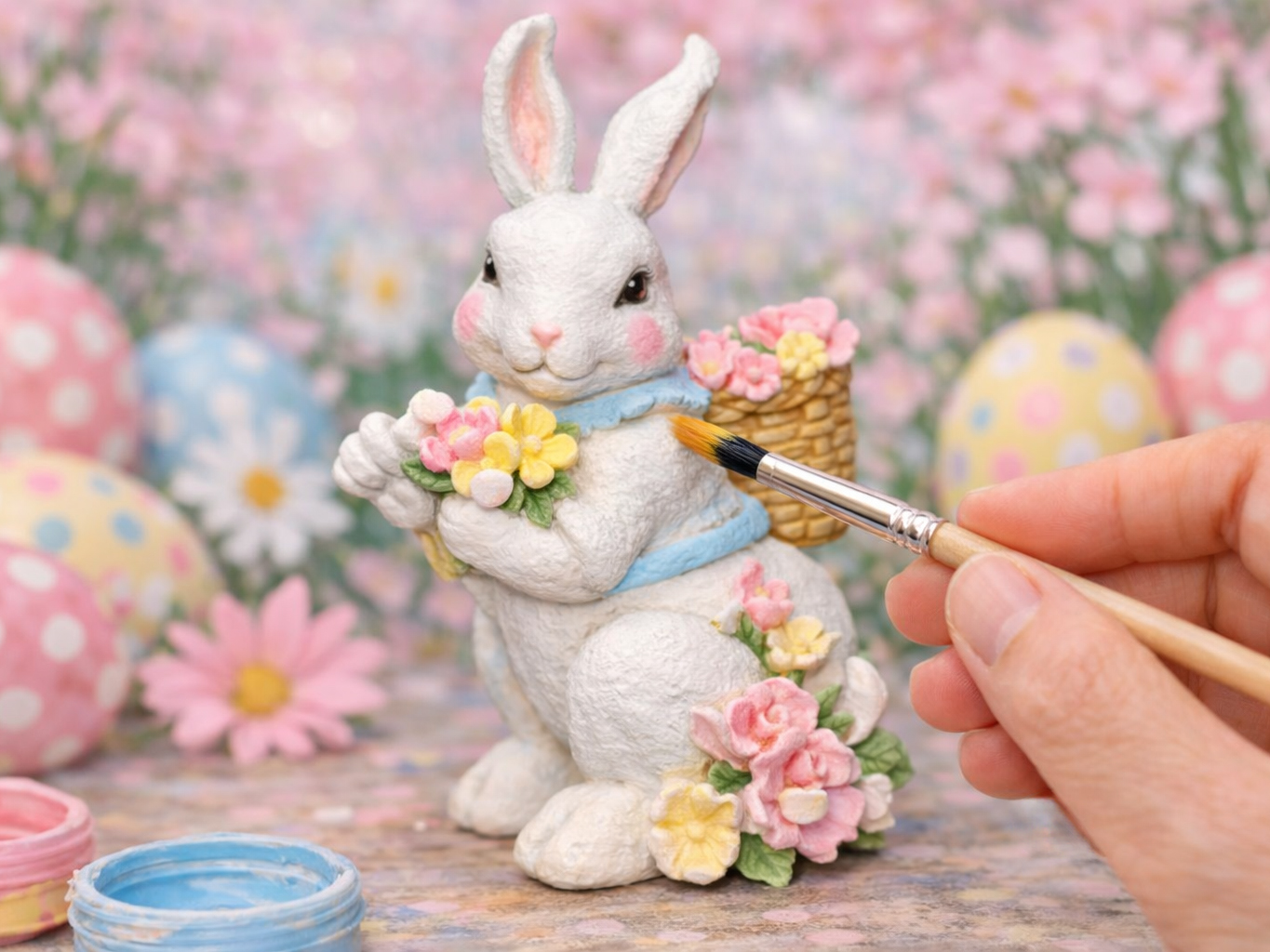 Easter Bunny with Flowers Paint-Your-Own