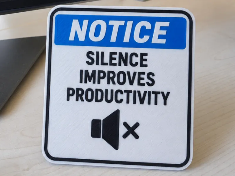 Quiet Office Sign - Silence Improves Productivity