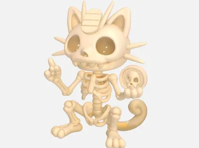 Kawaii Skeletal Pokémon – Meowth (Fan Art)