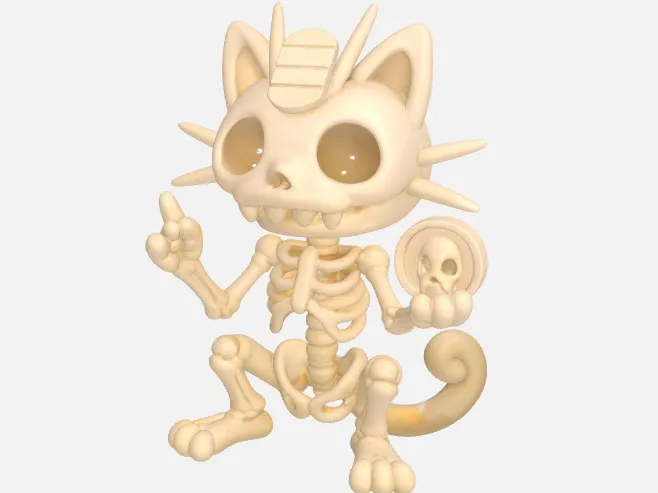 Kawaii Skeletal Pokémon – Meowth (Fan Art)