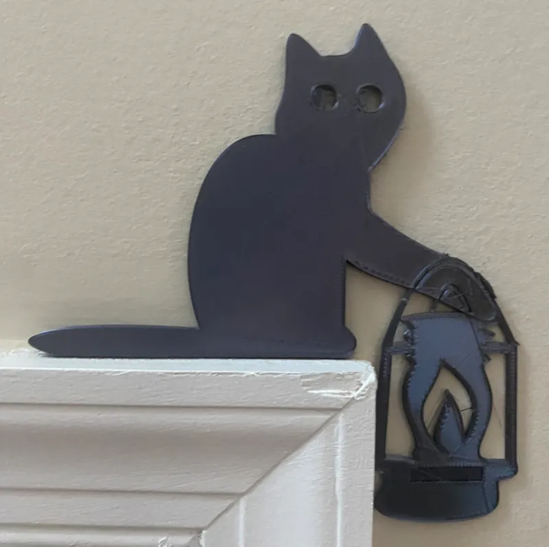 Cute Lantern Cat Door Decor