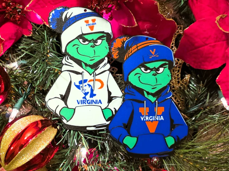 Grinch Virginia Cavilers Christmas Ornament