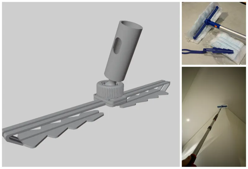 Refill duster to telescopic mop pole dual adapter