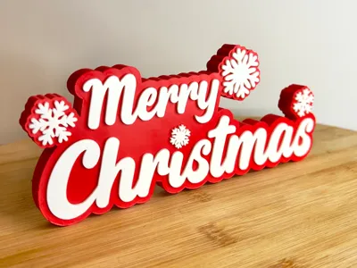Merry Christmas Snowflake Sign - Smooth Surface