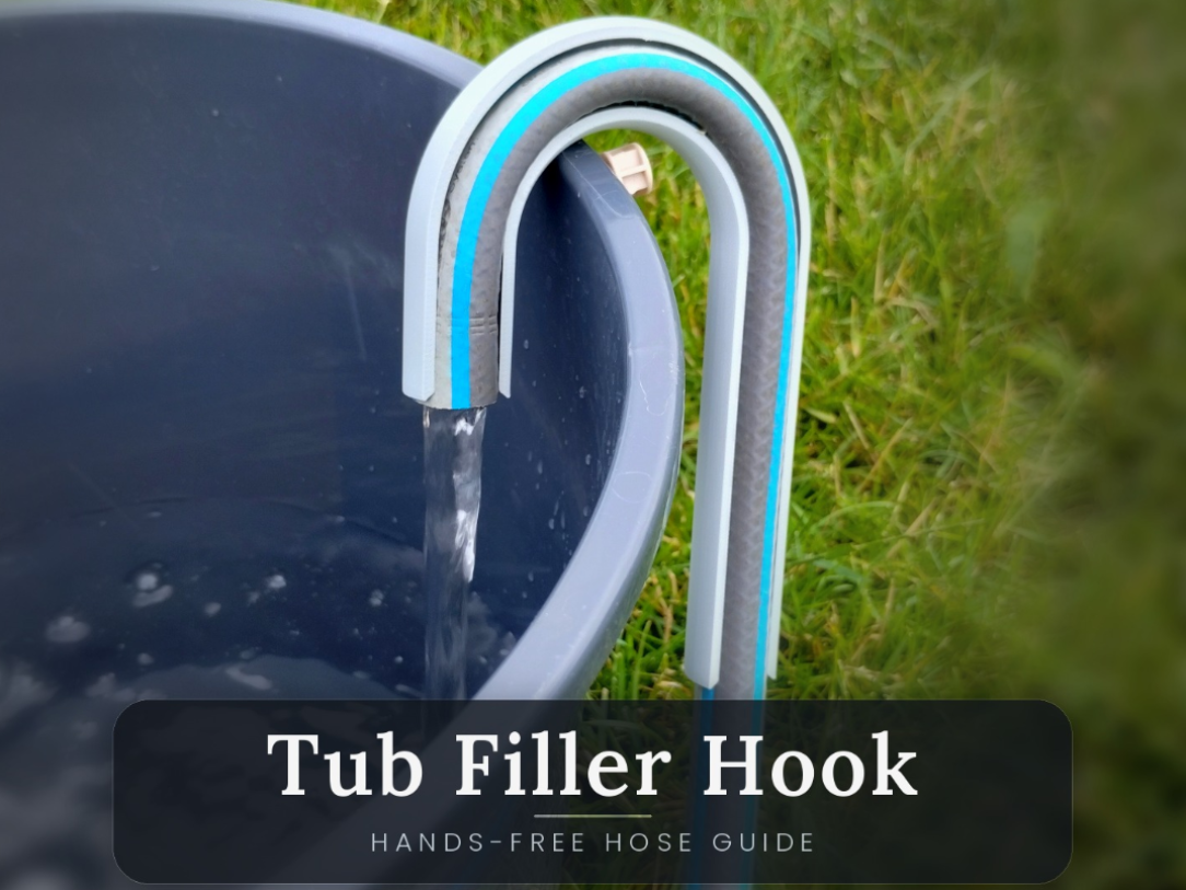 Tub, Pool & Bucket Filler: No-Slip Hose Guide Hook