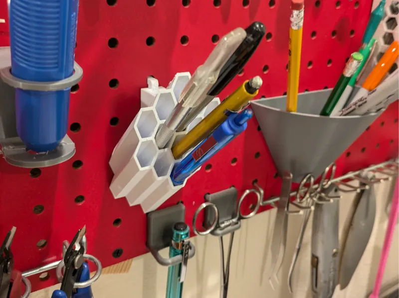 Peg Board Hex Pen Holder