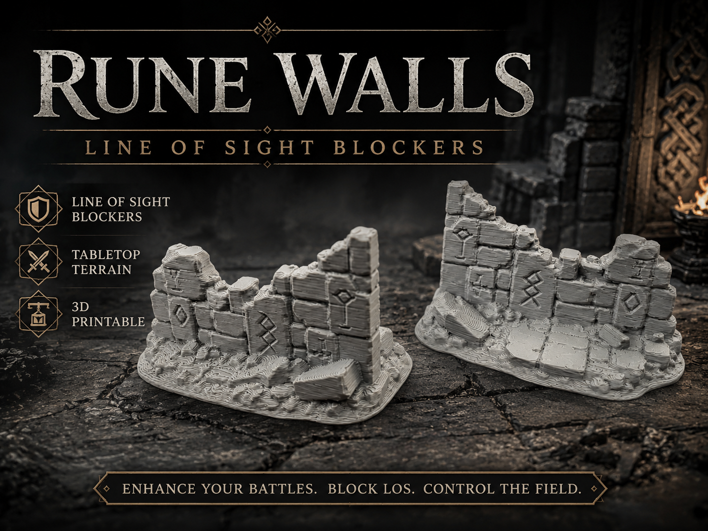 Runenmauern – Line of Sight Blocker für Tabletop