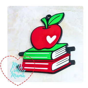 Accesorio para sujetar ligas de cabello: School teacher Apple and books hair tie keychain — vista de referencia 5