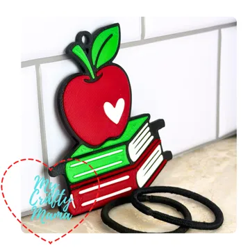 Accesorio para sujetar ligas de cabello: School teacher Apple and books hair tie keychain — vista de referencia 4