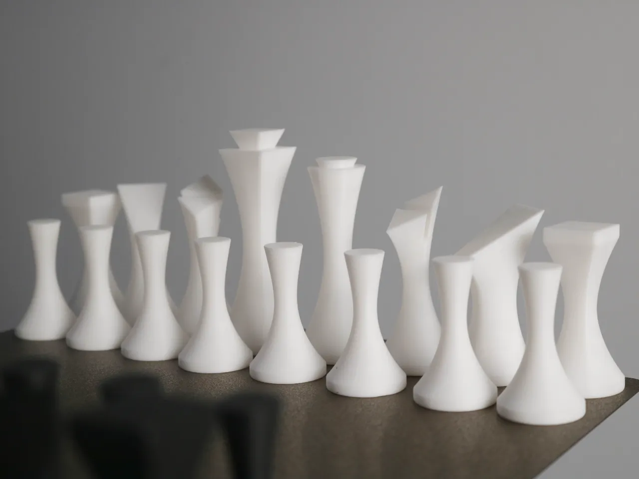 Minimalist chess pieces view 3