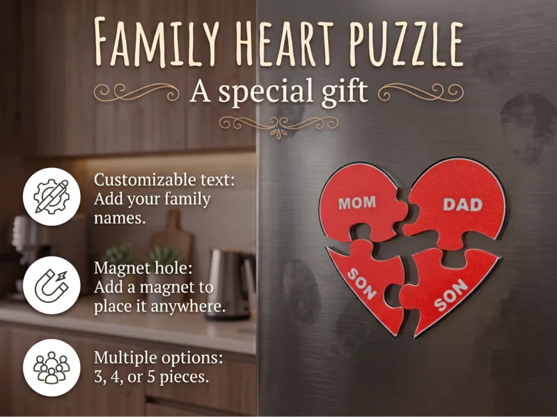 Family Heart Puzzle (Customizable Text)