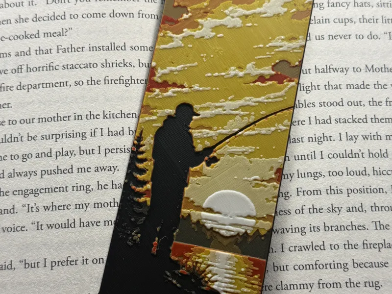 Fishing Sunset Bookmark 5-Color HueForge Bookmark