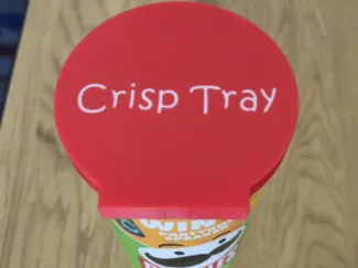 Pringles lid, tray, best friend