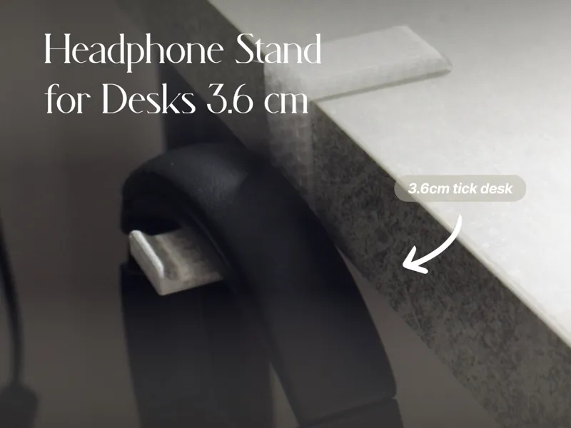 Headphone Holder - Fits Thick Desks (3.6-3.75cm)