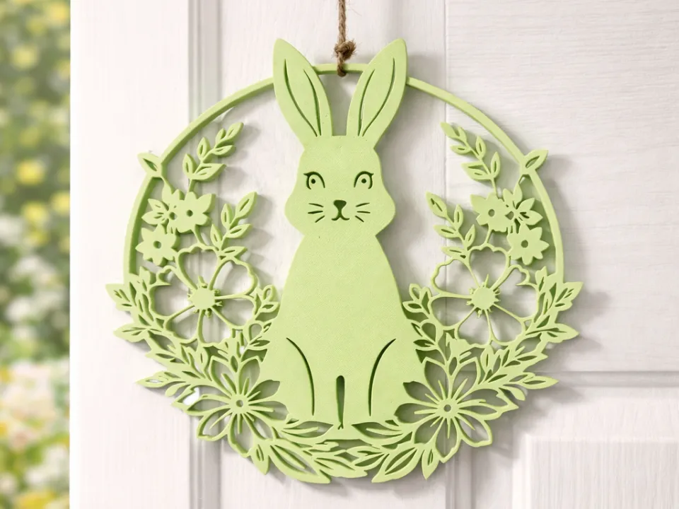 Filigree Easter Wreath with Rabbit Spring & Door Decoration - Free 3D ...