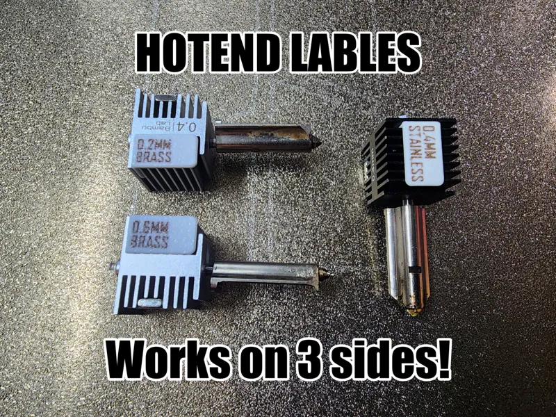Hotend Lables to Indicate Size and Material