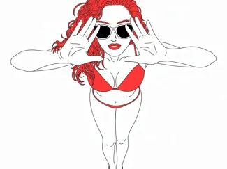 Lady in Red #3 Art Decor by Felix Laszlo