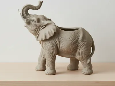 Ivory elephant planter