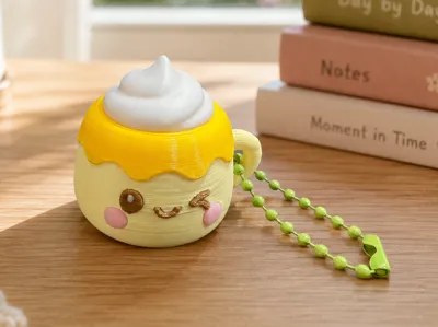 Kawaii Winking Dessert Mug Keychain & Figurine