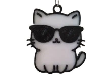 Cat with Sunglasses doublesided Keychain
