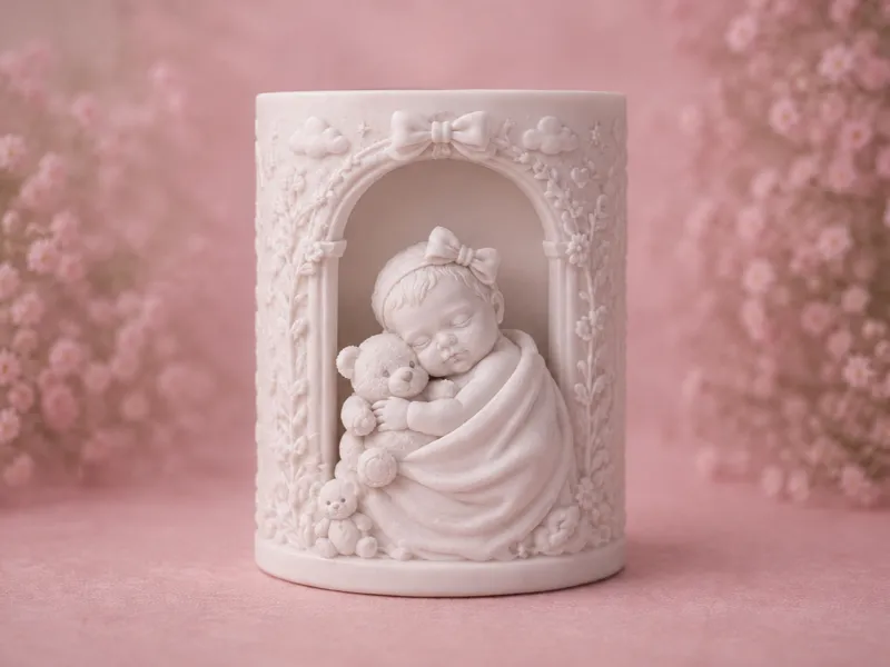 Sleeping Baby & Teddy Bear Tea Light Holder