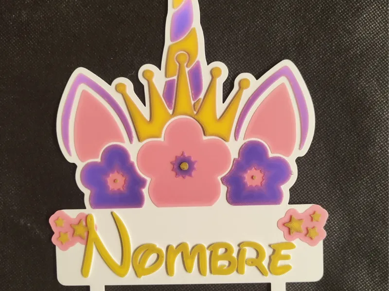 topper unicornio nombre editable