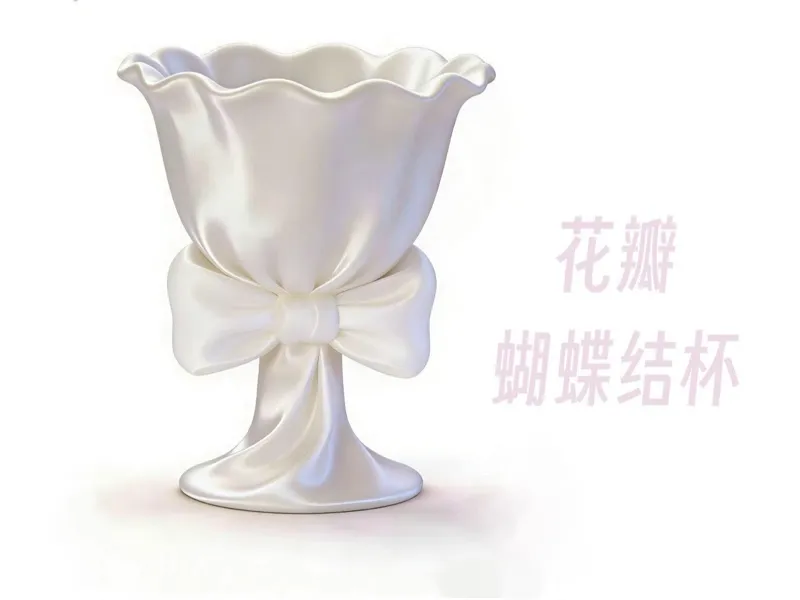 【AI生成模型】花瓣蝴蝶结杯