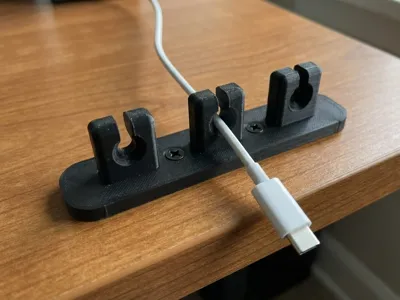 3-Slot Desk Cable Organizer – Screw Mount