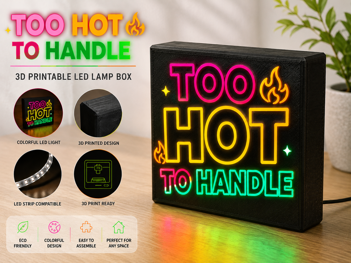 Too Hot To Handle LED Lamp Box|Neon RGB Desk Decor
