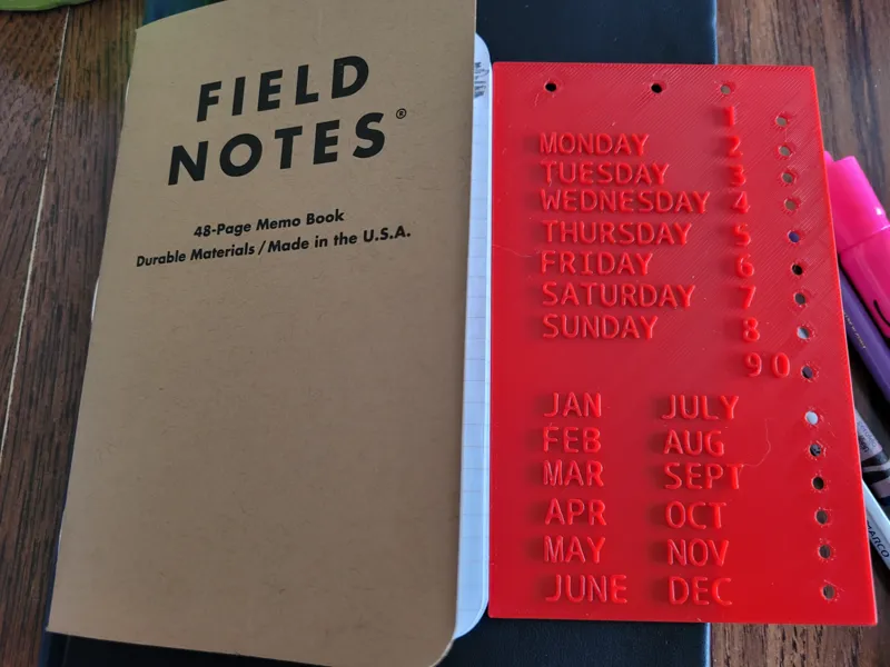 Rubbing Plate for Dates in Notebook