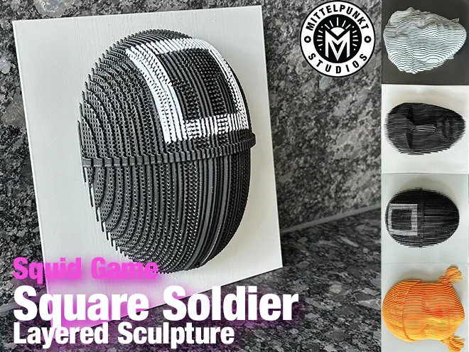 Squid Game Square Soldier Layered Sculpture