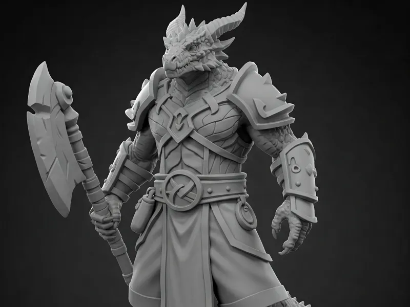 Dragonkin barbarian figure