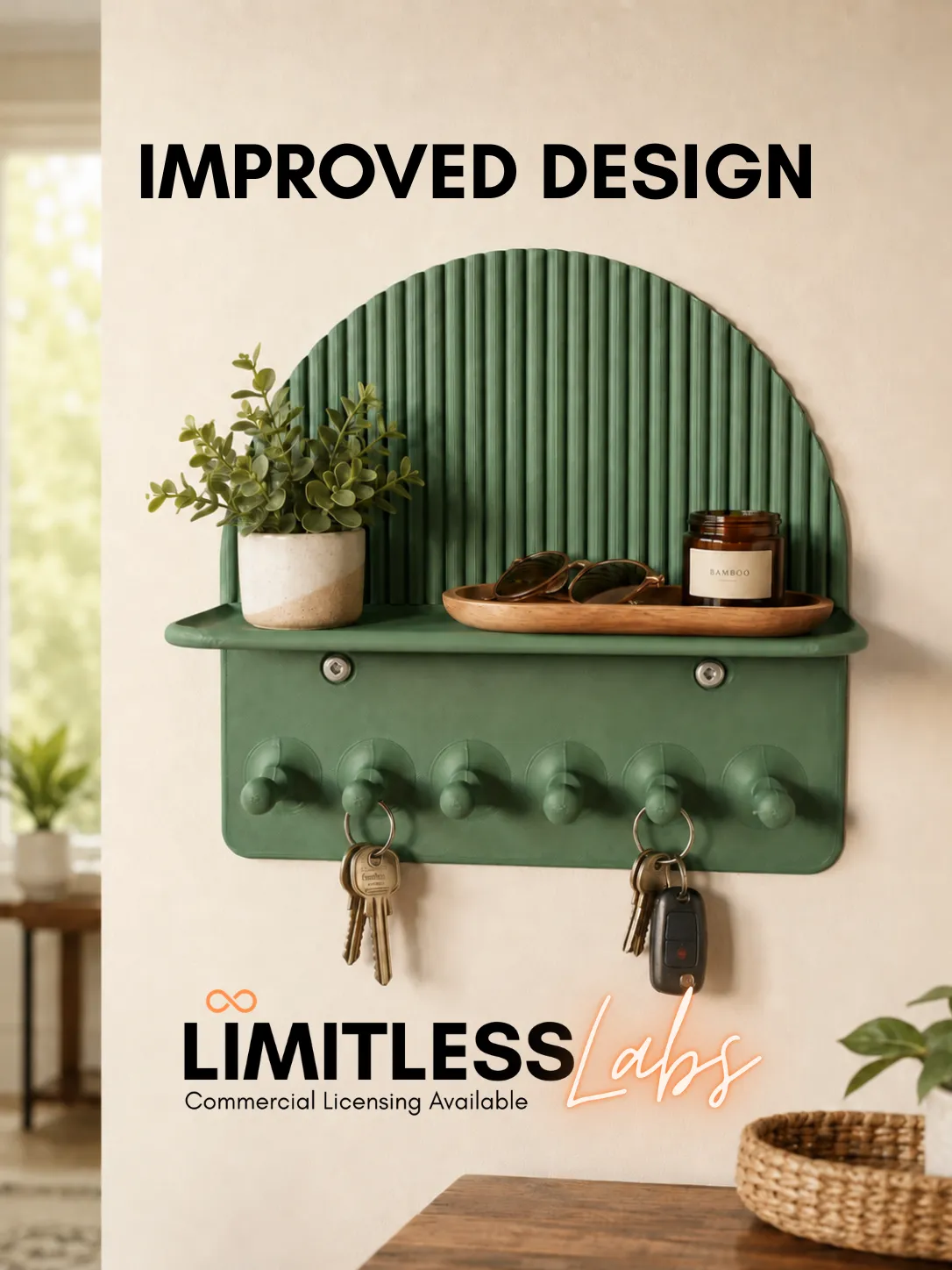 ArchLine Wall Shelf & Key Holder view 2