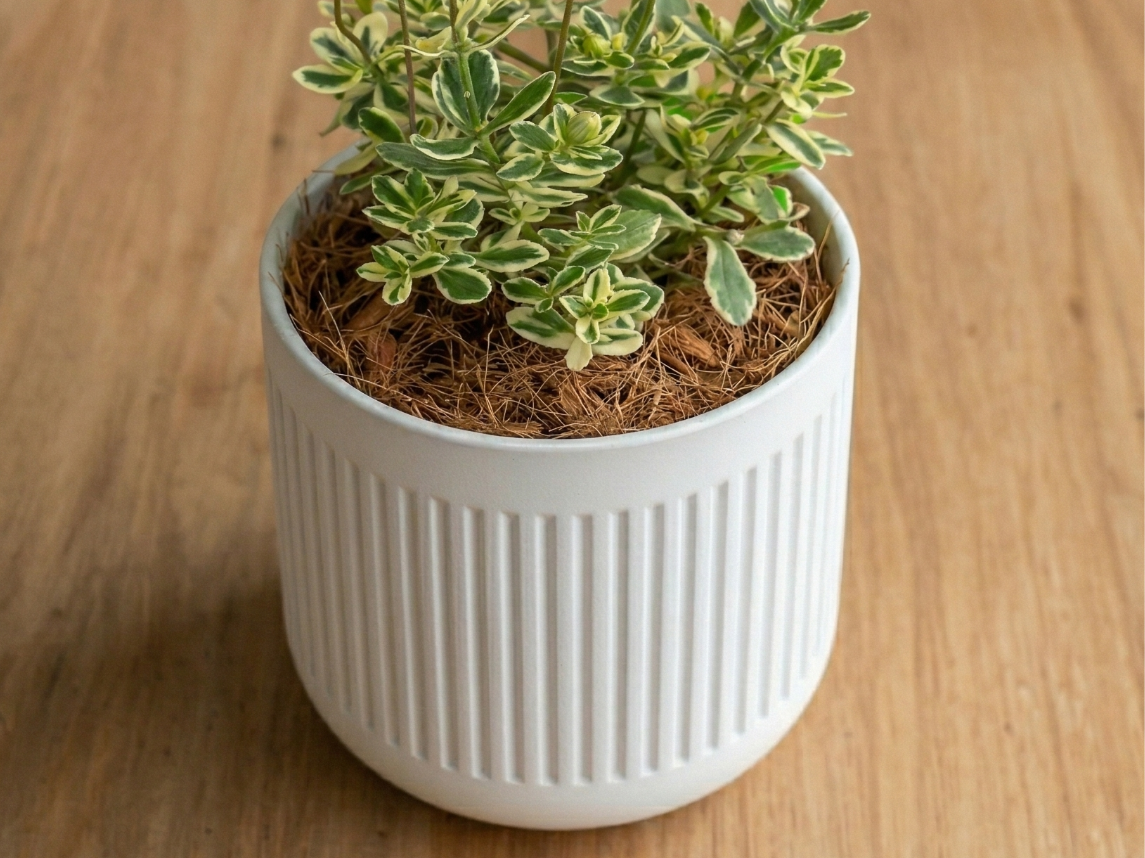 Modern Ribbed Cylinder Planter