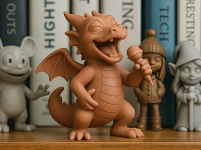 Singing Dragon Figurine Cute Standing Dragon 
