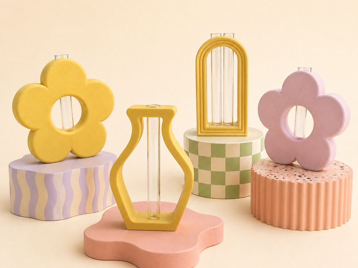 Funky Test Tube Vases - 3D Effect Vase Set