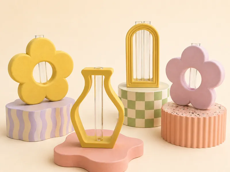 Funky Test Tube Vases - 3D Effect Vase Set
