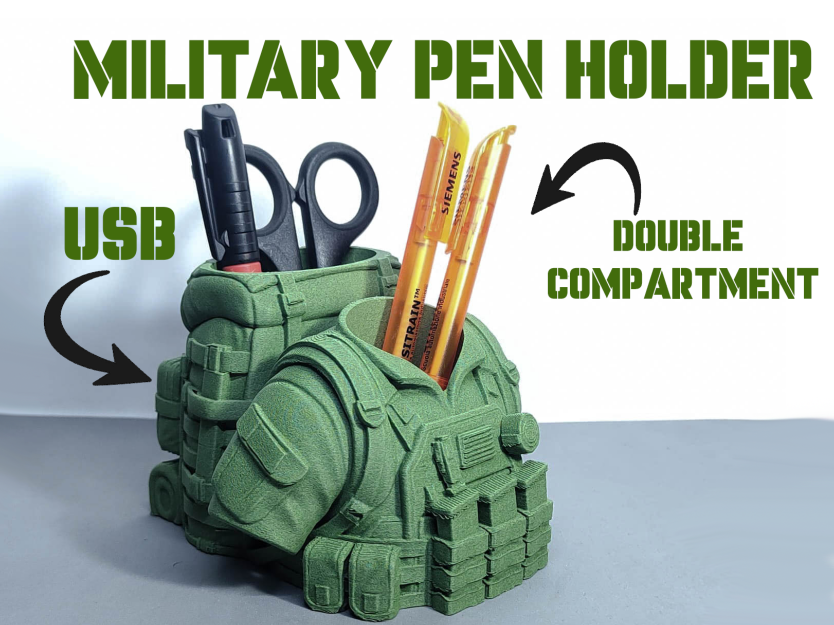 Double marine military usb pen holder backpack
