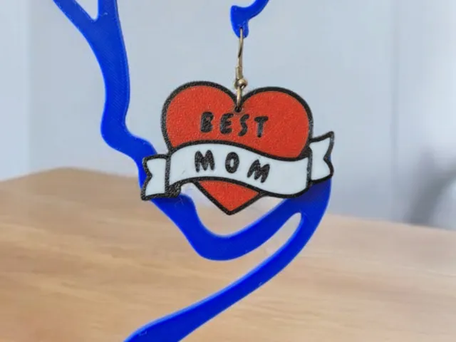 Best Mom Heart Earrings