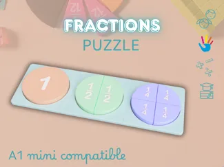 Fraction Puzzle (A1 Mini | Autism-Friendly Colors)